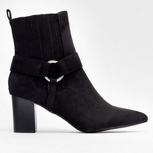 Faux Suede Heeled Boots with Block Heel